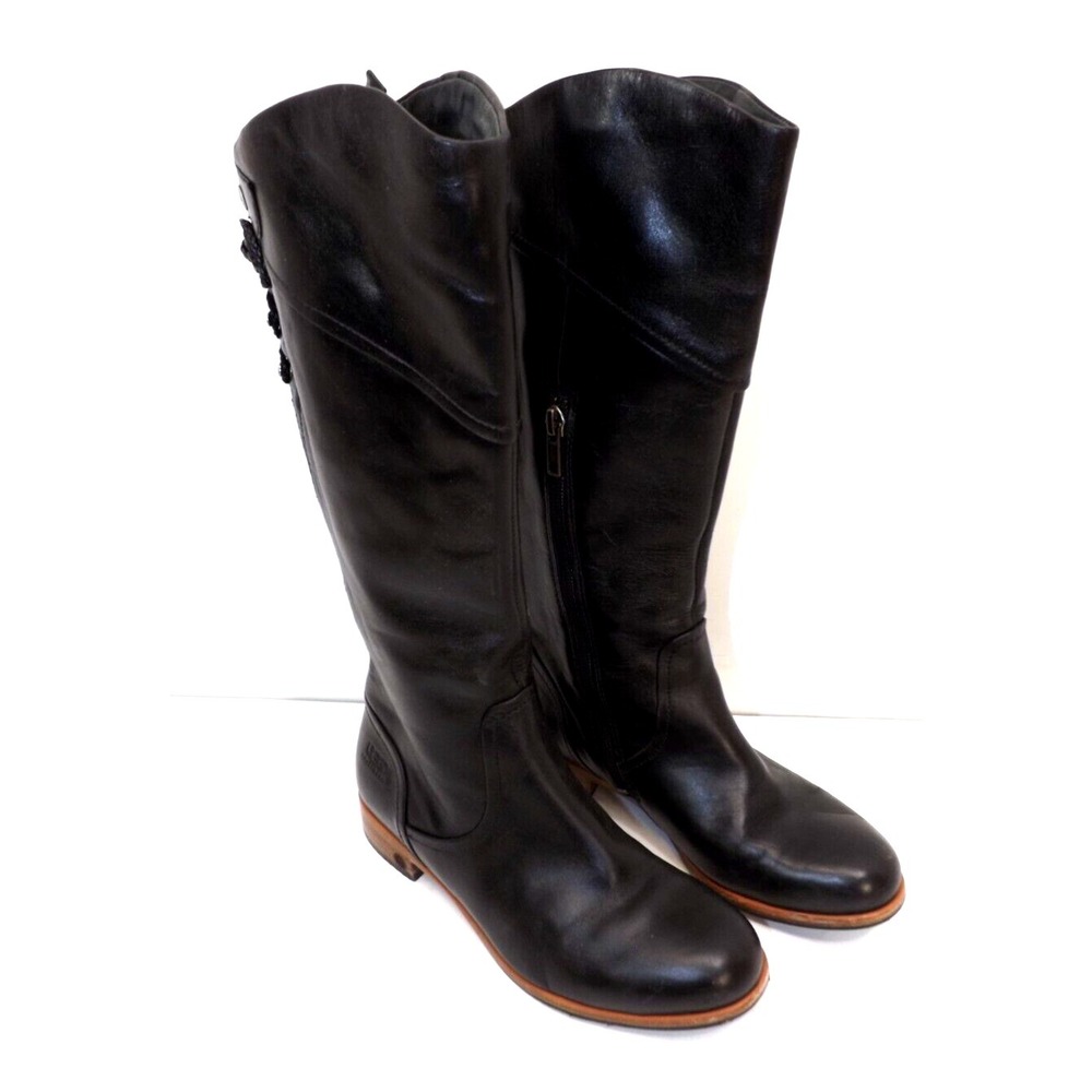 UGG Australia Leather Tall Riding Boots Zip & Ties Tall Black Women's 5.5